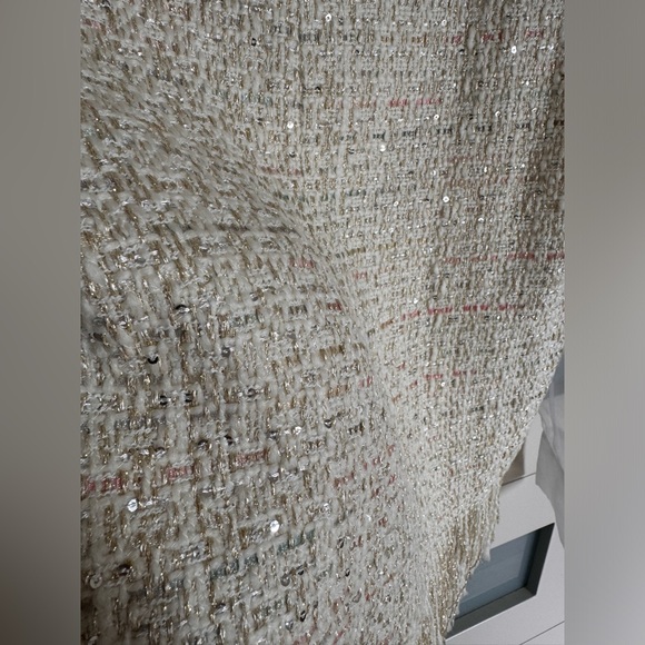 BNWT Zara Sequins Tweed Fringes Vest Sheer Organza Neck tie women’s blouse top M - Picture 5 of 10